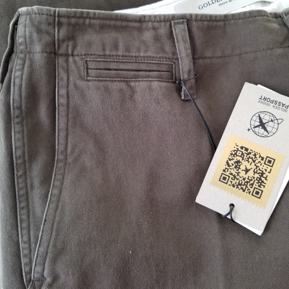 Golden Goose Cropped Chino Pants Size IT 44 Olive Green Brown - Picture 3 of 11
